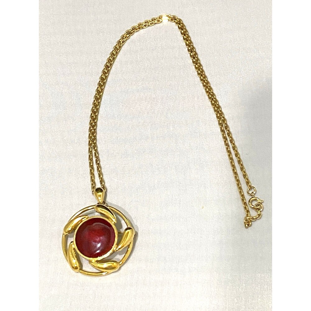 Striking Red Enameled Brooch  Or Pendant Necklace Stunning